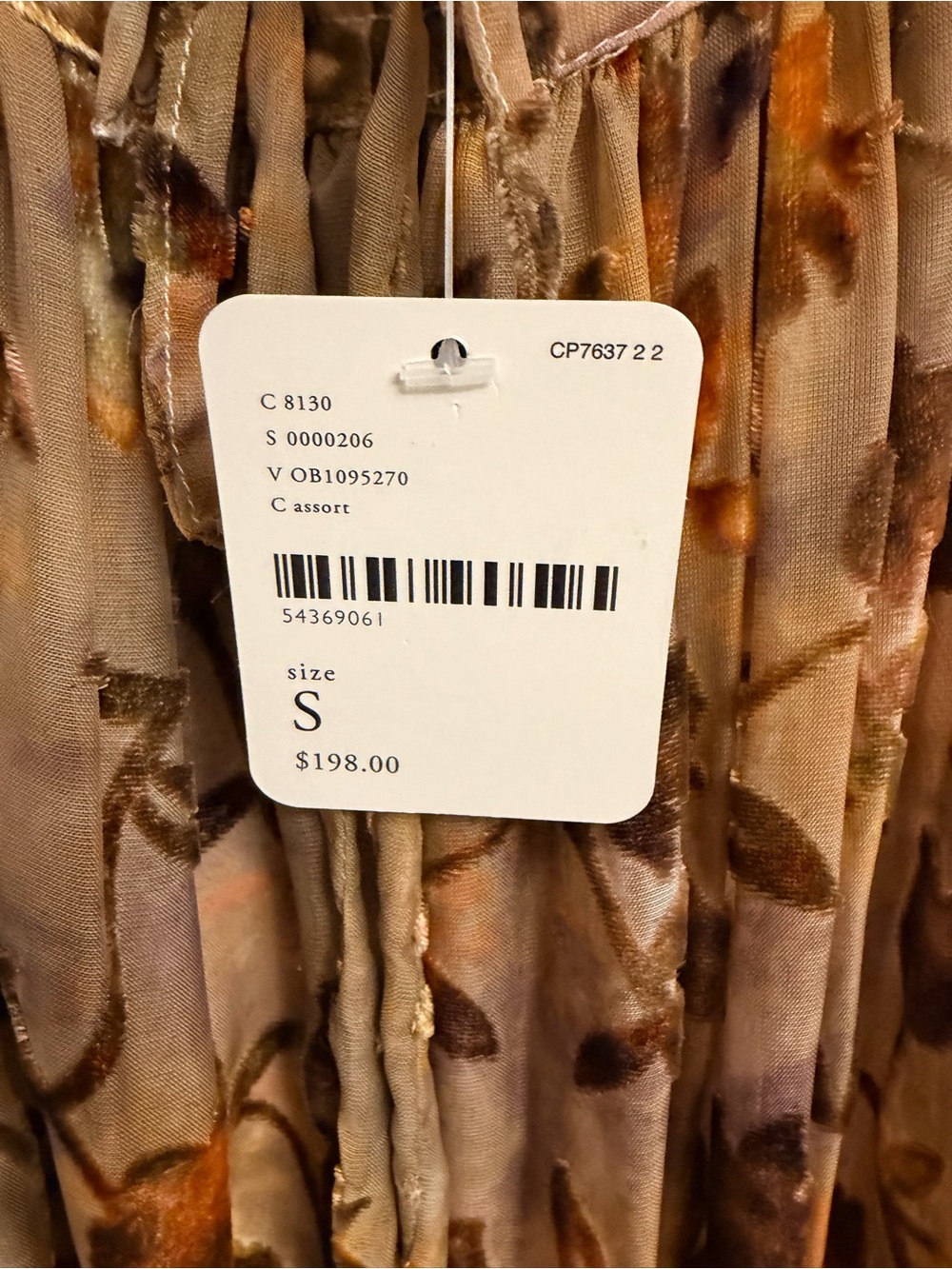 NWT $198 Free People Beige & Brown Leaves Low Back Tiered Halterdress - Picture 8 of 9